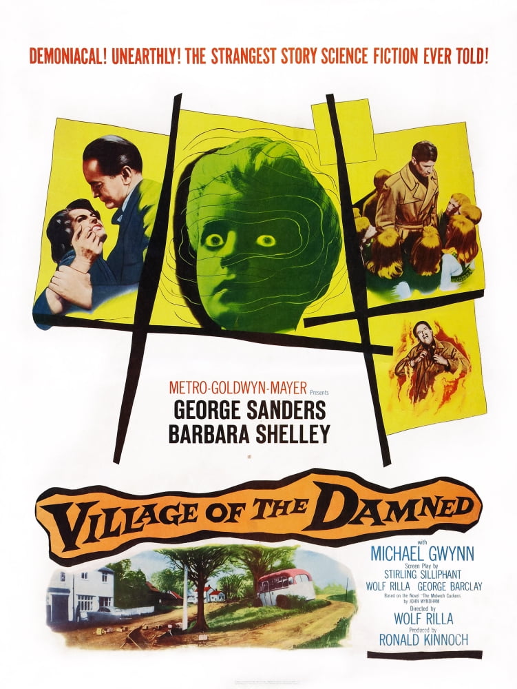 Village of the Damned 1960 movie poster art featuring Barbara Shelley and George Sanders.