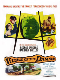 Village of the Damned 1960 movie poster art featuring Barbara Shelley and George Sanders.