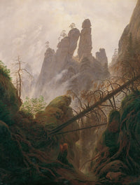 Felsenlandschaft im Elbsandsteingebirge art print by Caspar David Friedrich showcasing beautiful landscape.