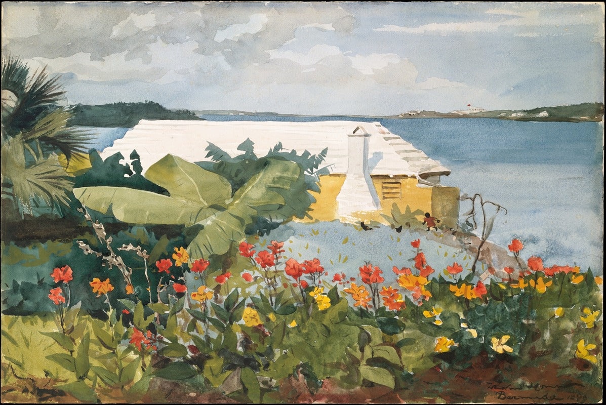 Flower Garden and Bungalow Fine Art Print by Winslow Homer