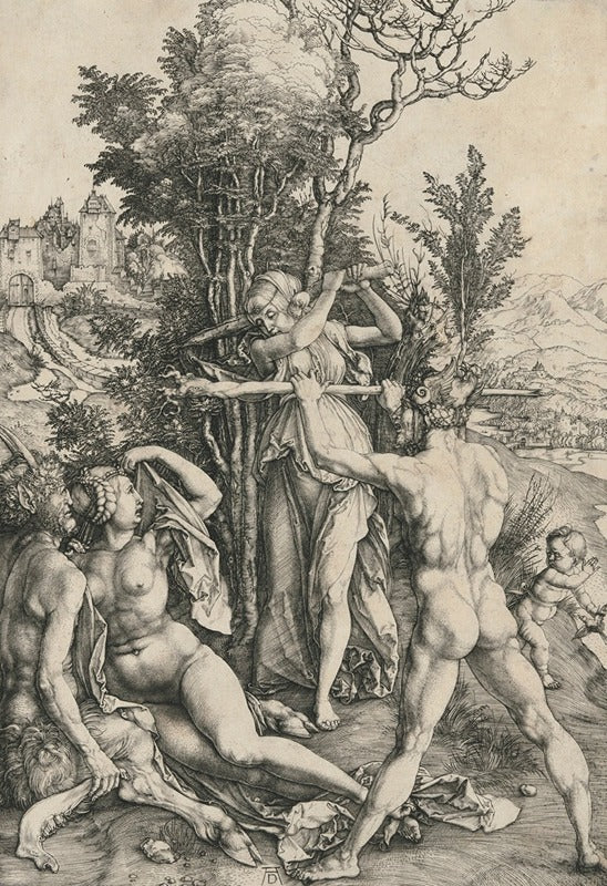Hercules at the Crossroads art print by Albrecht Dürer, fine art reproduction.