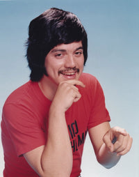 Freddie Prinze photo print in red t-shirt, available in multiple sizes.