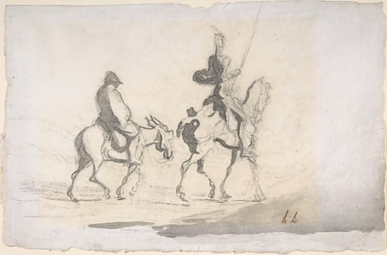 Don Quixote and Sancho Panza art print by Honor Daumier, 8 x 10 inches.