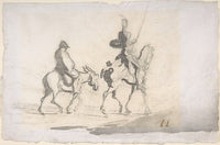 Don Quixote and Sancho Panza art print by Honor Daumier, 8 x 10 inches.