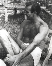 Sean Connery shirtless photo print capturing the essence of a cinematic icon.