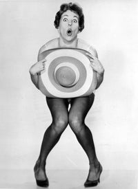 Classic photo print of Carol Burnett in iconic pose.