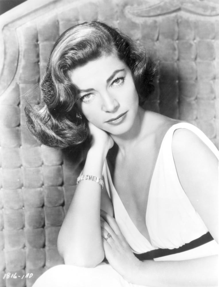 Lauren Bacall classic photo print capturing Hollywood elegance.