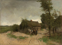 Huisje aan de zandweg art print by Anton Mauve showcasing a quaint house along a sandy path.