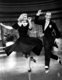 Swing Time movie poster featuring Ginger Rogers and Fred Astaire, 1936 classic film artwork.