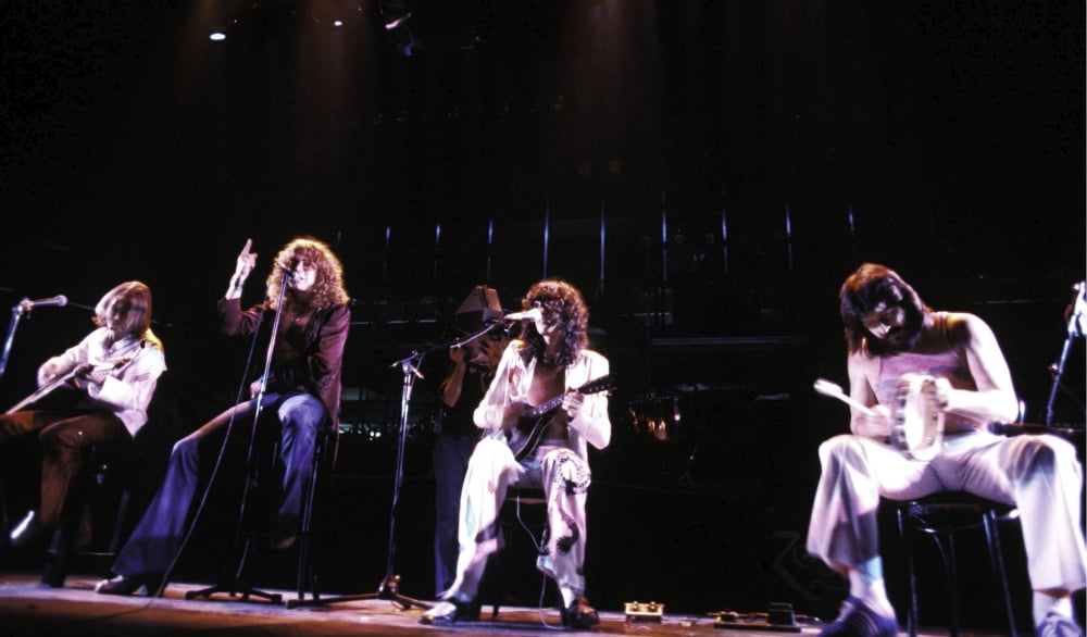 Live performance photo print of Led Zeppelin, capturing rock history.