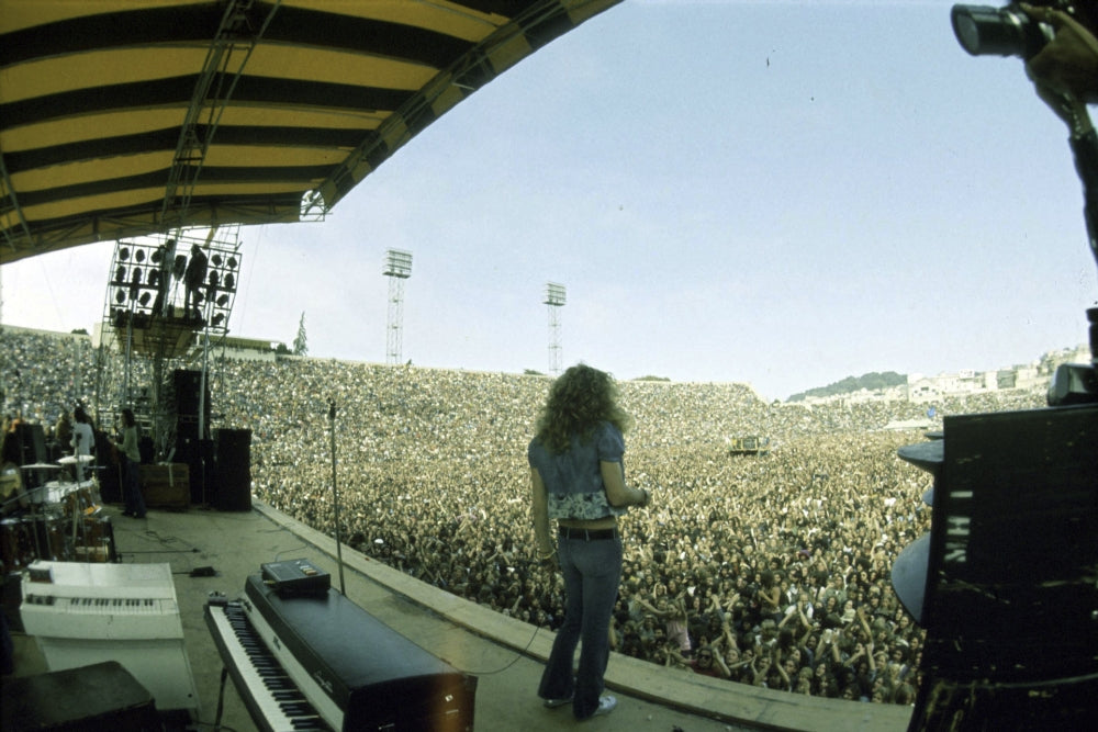 Robert Plant live performance photo print showcasing rock legend energy.