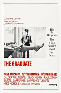 The Graduate movie poster featuring Dustin Hoffman, 1967.