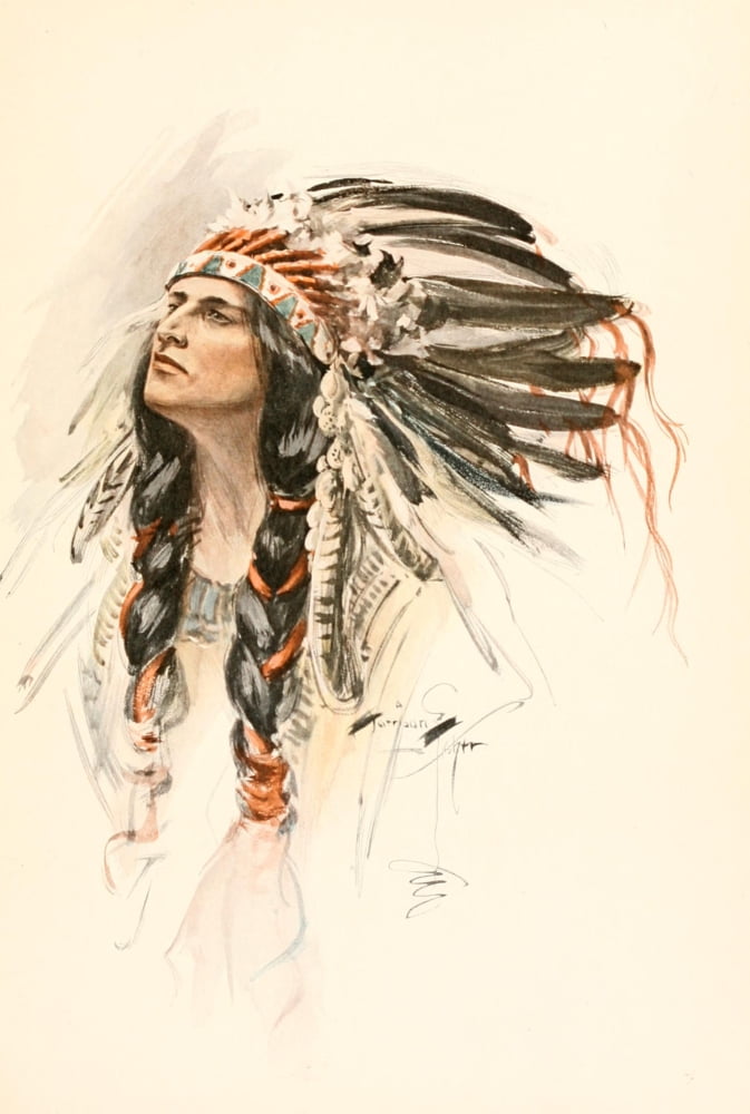 The Song of Hiawatha 1906 Red Indian Poster Print by Harrison Fisher