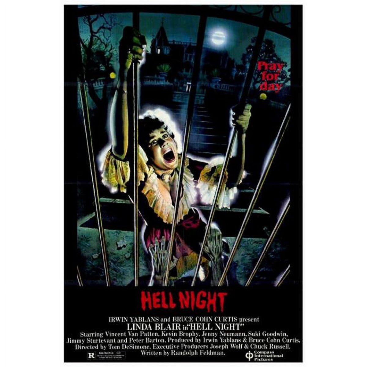 Hell Night Movie Poster Print - 27x40 size, perfect for horror fans.