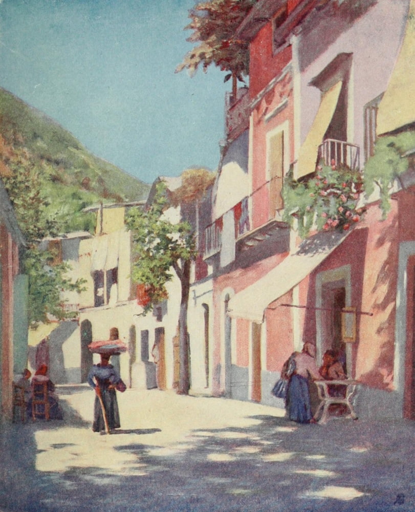 Naples 1904 Street in Casamicciola Ischia Poster Print by Augustine Fitzgerald