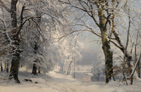 Forest In Winter (1882) art print by Anders Andersen-Lundby, depicting a tranquil winter landscape.