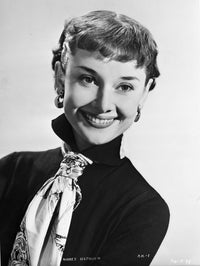 Audrey Hepburn portrait photo print with white scarf.