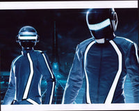 Daft Punk Glowing Helmets Photo Print showcasing iconic illuminated helmets.
