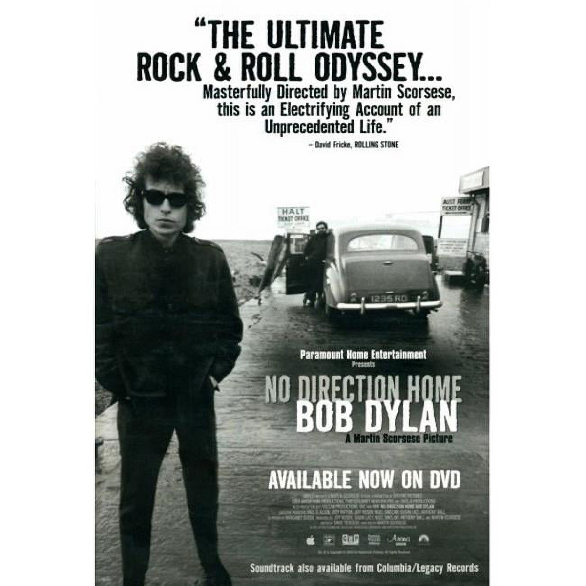 No Direction Home movie poster print featuring Bob Dylan, size 27x40.