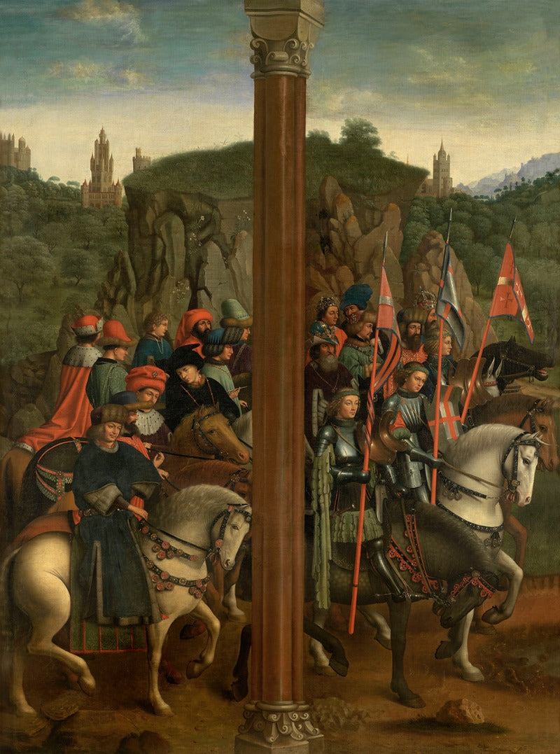 The Knights of Christ and The Just Judges art print by Jan van Eyck, available in multiple sizes.