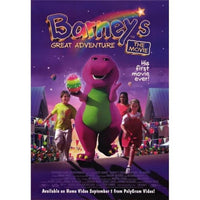 Barney's Great Adventure Movie Poster featuring a colorful design for children's decor.