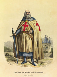 Gravure Portrait of Jacques De Molay poster print showcasing the last Grand Master of the Knights Templar.