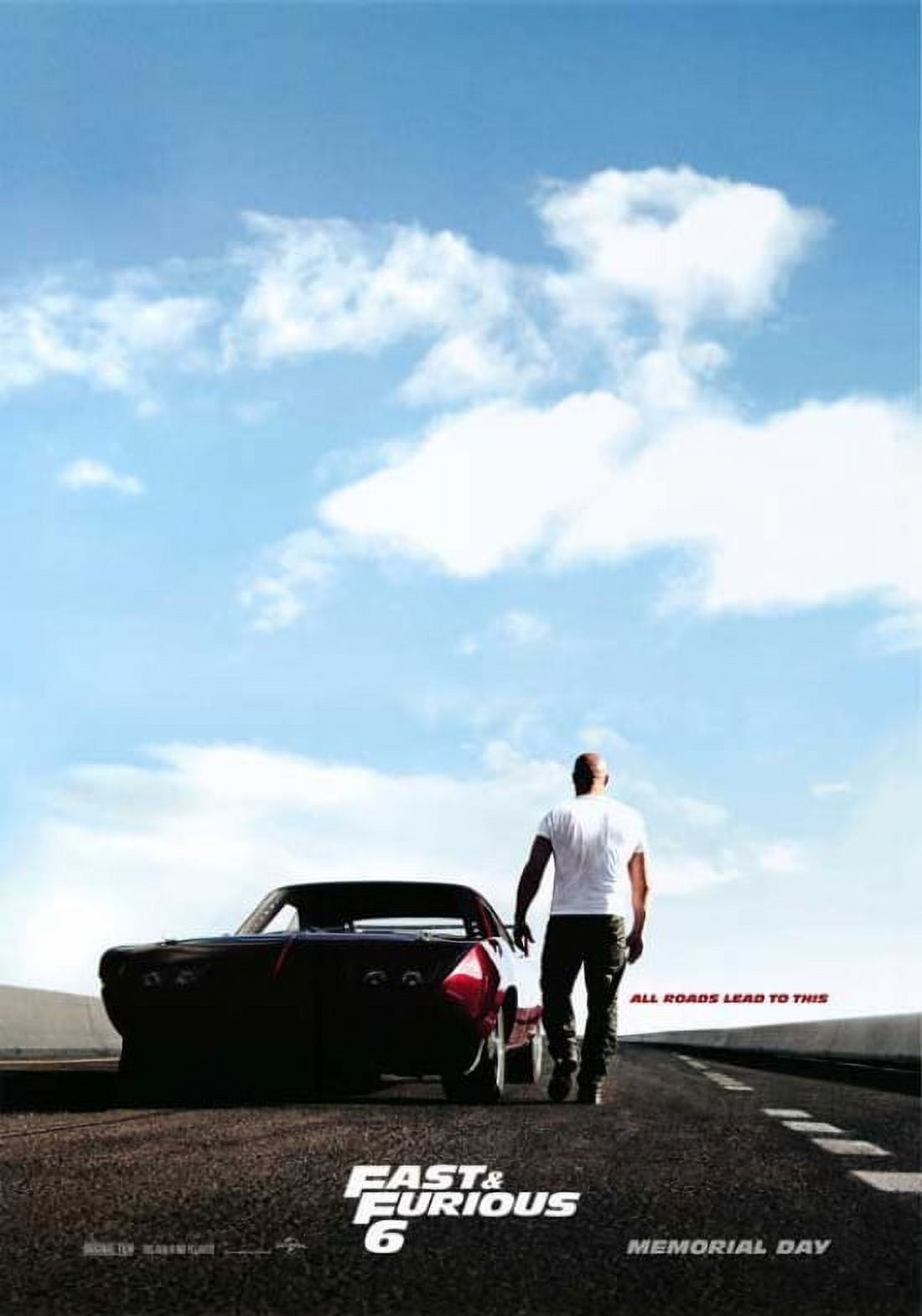 Fast & Furious 6 Movie Poster 11x17 print featuring action-packed scenes.