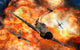 Aerial combat poster featuring American P-51 Mustangs and German Messerschmitt BF109s.
