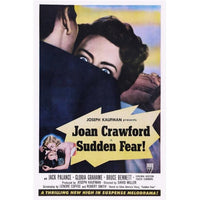 Sudden Fear movie poster print featuring Jack Palance, Joan Crawford, Gloria Grahame, and Bruce Bennett.