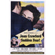 Sudden Fear movie poster print featuring Jack Palance, Joan Crawford, Gloria Grahame, and Bruce Bennett.