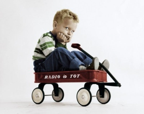 Portrait of a Boy Sitting in a Wagon Fine Art Print