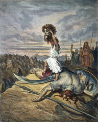 David and Goliath Wood Engraving Fine Art Print by Gustave Doré