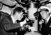 President John F. Kennedy Observing from USS Thomas A. Edison Poster Print
