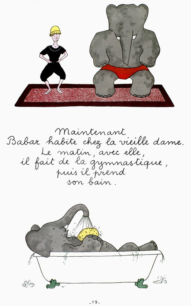Babar Living with the Old Lady in France Fine Art Print by Jean De Brunhoff