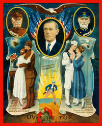 Over the Top with Uncle Sam WWII Lithograph Print by Charles Gustrine