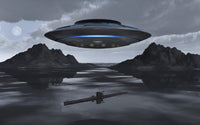 UFO and German U-Boat Journeying to Antarctic Base Art Print by Mark Stevenson