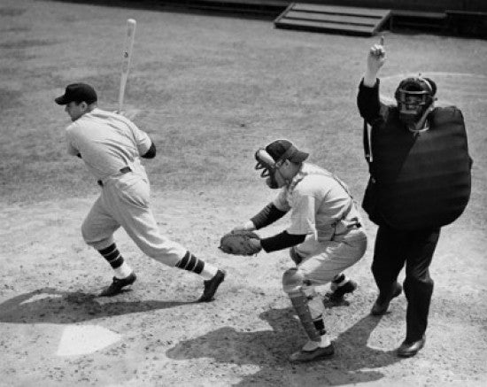 Baseball Players and Umpire on the Field Fine Art Print