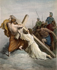 Jesus Falling Beneath the Cross (Mark 15:21) Fine Art Print by Gustave Doré