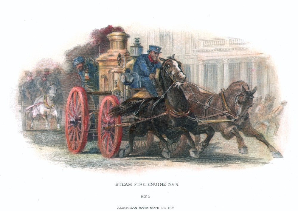 Fire Engine C1870 Fine Art Print - Horse-Drawn & Steam Powered