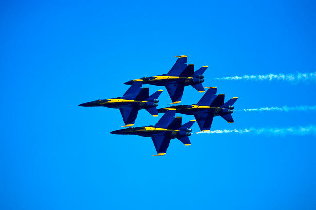 Blue Angels Flying in Formation Fine Art Print by Stocktrek Images