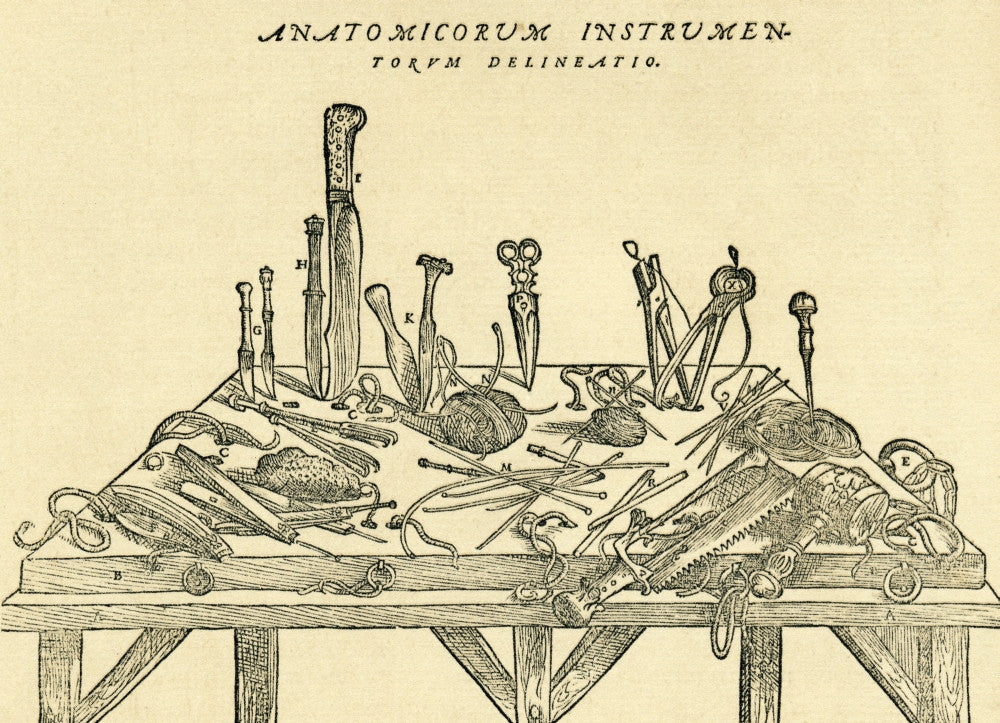 16th Century Surgical Instruments Fine Art Print by Andreas Vesalius