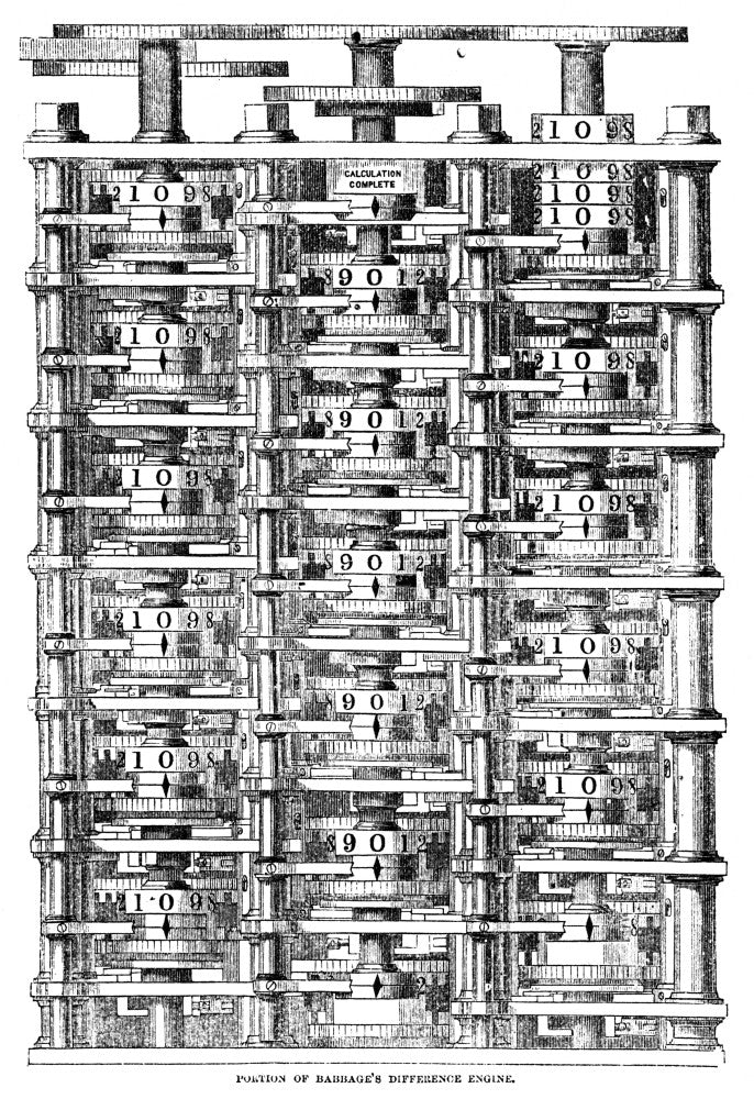 Babbage Calculator Wood Engraving Poster Print - 1864