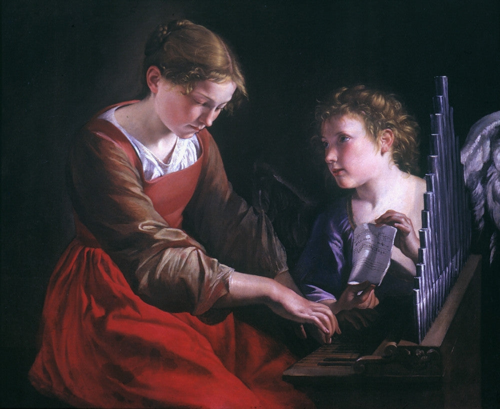 St. Cecilia and an Angel Fine Art Print by Orazio Gentileschi