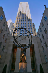 Atlas Statue Holding the World at Rockefeller Center Poster Print by Panoramic Images