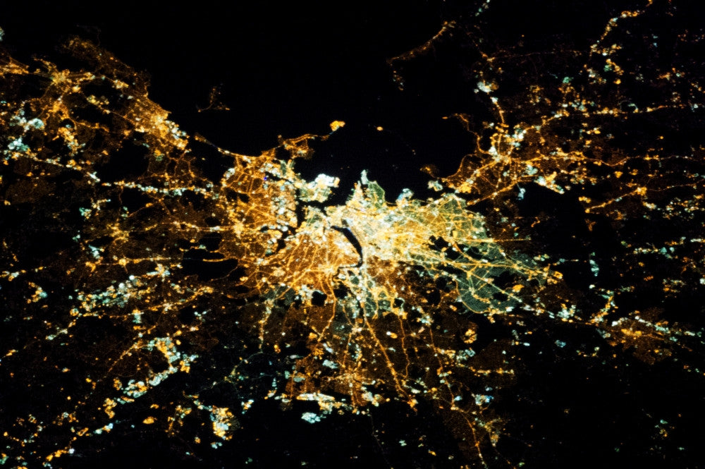 Stunning Nighttime Satellite Image of Boston Poster Print