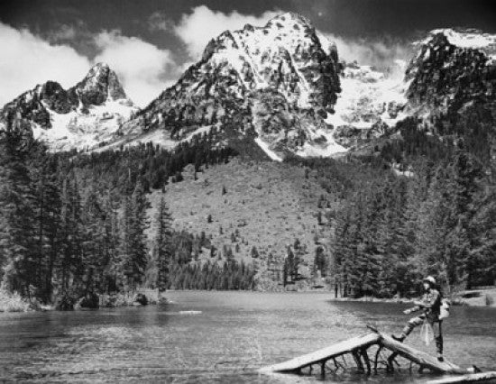Fisherman on a Submerged Tree at Leigh Lake, Grand Teton | Fine Art Print
