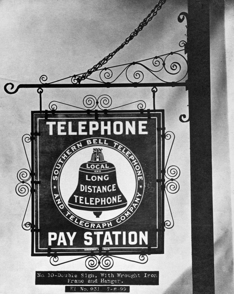 Vintage Bell Telephone Sign Photograph Print, C1899 by Granger Collection