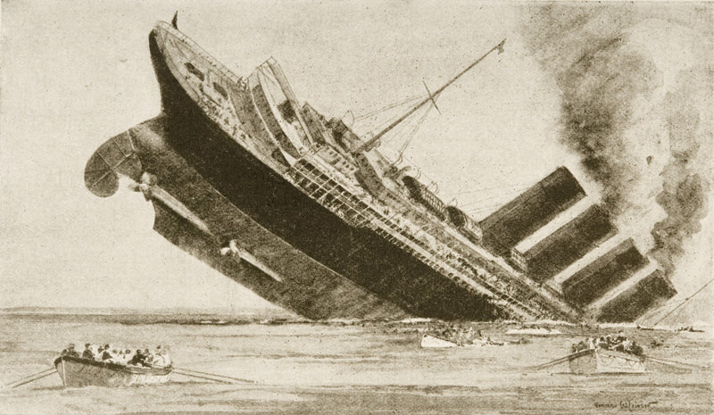 Sinking of the Lusitania Fine Art Print by Norman Wilkinson