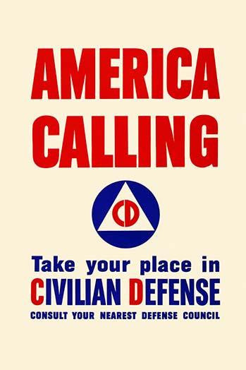 America Calling Civil Defense Symbol Poster Print by Unknown
