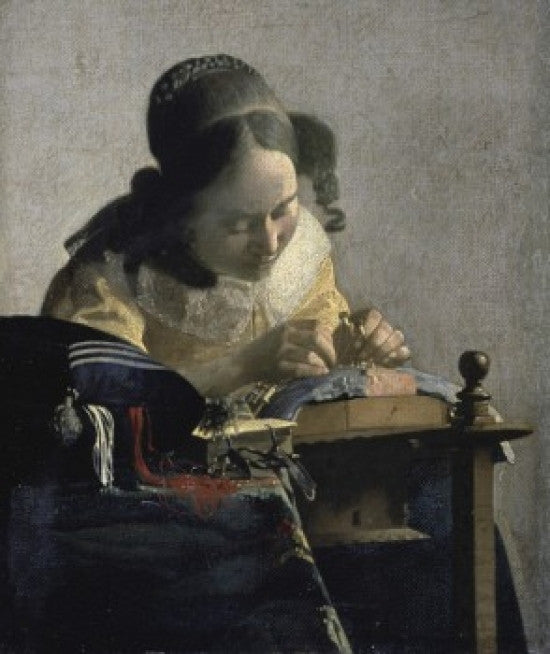The Lacemaker Fine Art Print by Jan Vermeer - Louvre Paris
